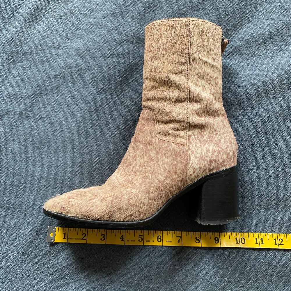 Intentionally Blank Calf Hair Square Toe Ankle Boots